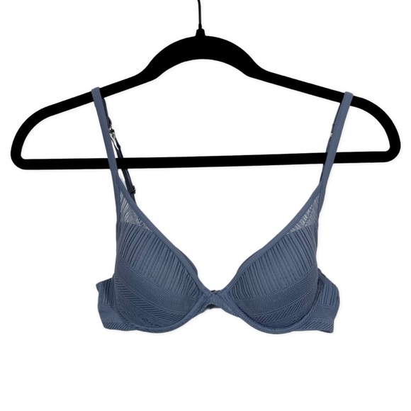 ThirdLove Everyday Lace Uplift Plunge Bra in Tempest Blue Push Up 32B 1/2 - Picture 5 of 8